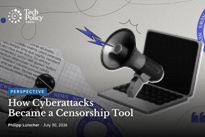 Editorial collage showing a megaphone emerging from a laptop screen